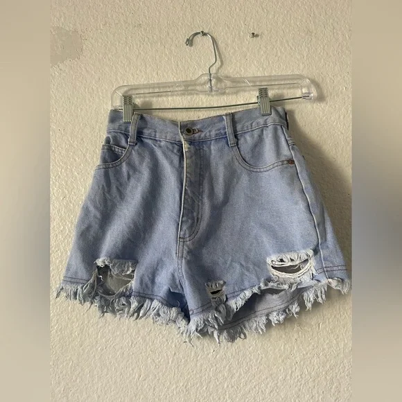 Steel‎ Jean Shorts Vintage Light Blue Distressed Denim Y2K 90’s Women's Sz 5