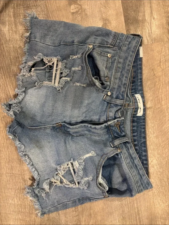 Almost Famous Distressed Light Blue Denim Shorts