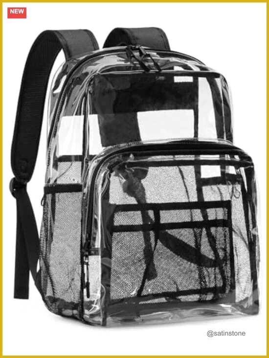 Heavy Duty 17 Inch Clear TPU Backpack with Multiple Pockets for School Work