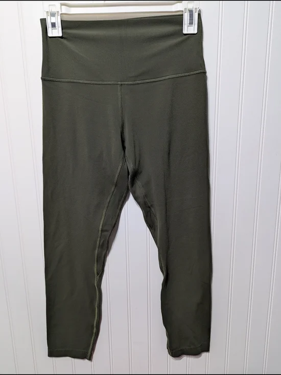 lululemon athletica Olive Green Cropped High-Rise Leggings