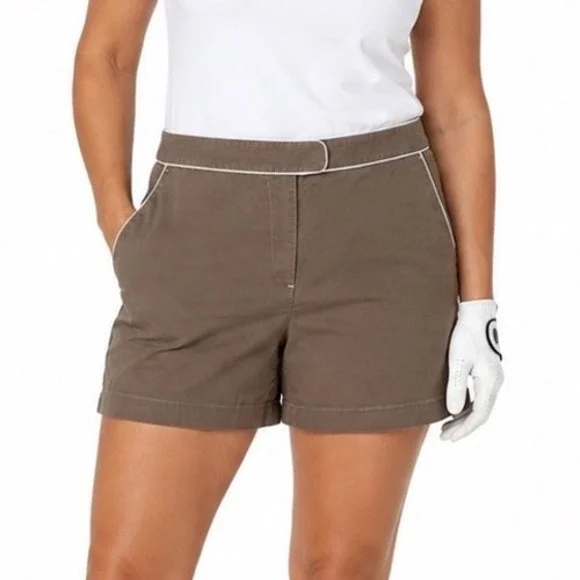 Nike Golf Fit Dry Brown White Piping Athletic Shorts Womens‎ 16 RN56323