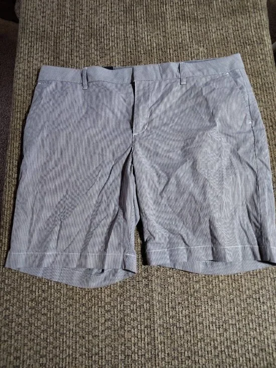 Vintage Tommy Hilfiger Pinstripe Chino Shorts Women’s Size 12 White Blue