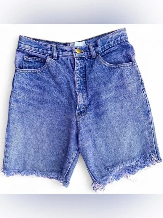 Vintage 90s Purple Overdye Indigo Hight Waisted Cutton Denim Shorts