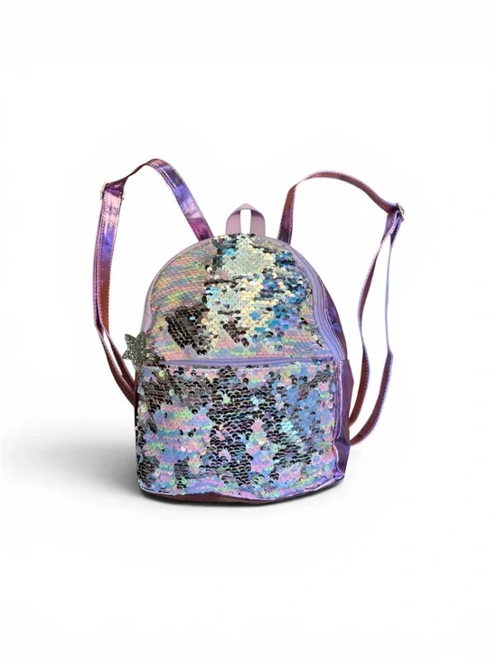 Cat & Jack Iridescent Sequin Kids Mini Backpack - Purple Holographic