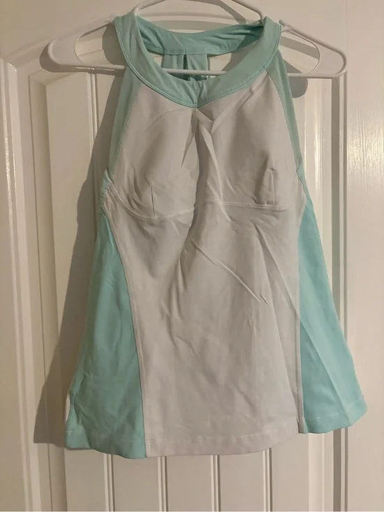 Lululemon White and Mint Athletic Tank Top