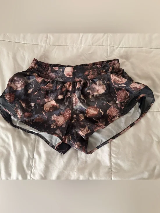 lululemon athletica Dark Floral Athletic Shorts in Black and Pink