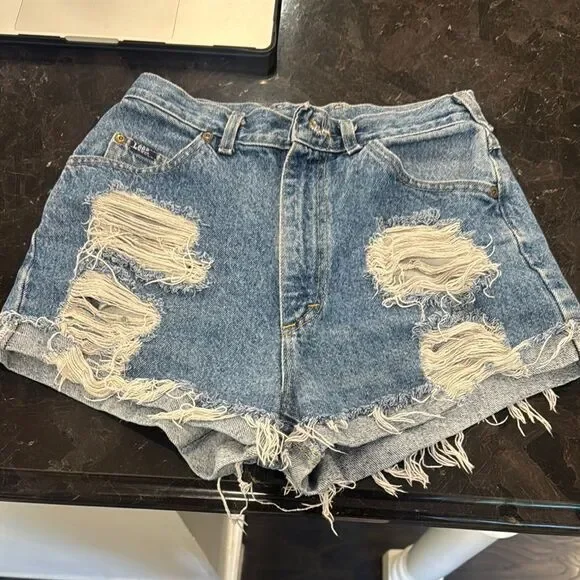 Vintage Lee Blue Distressed Jean Shorts