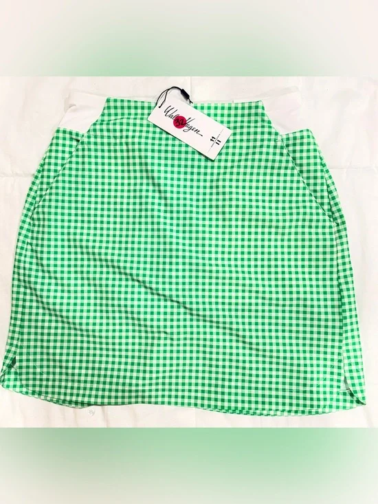 Walter Hagen Green and White Gingham Athletic Golf Skort NWT