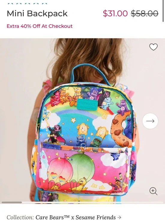 Posh Peanut Multicolor Care Bears x Sesame Friends Kids Mini Backpack