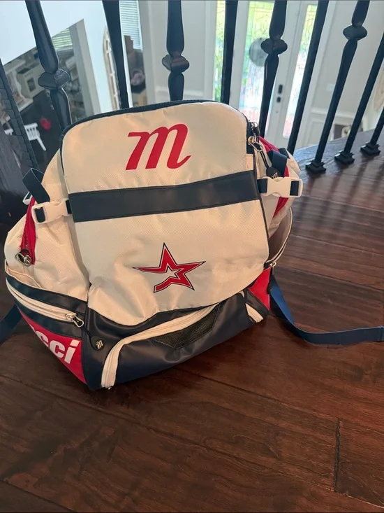 Marucci: White, Navy & Red Stars baseball Backpack