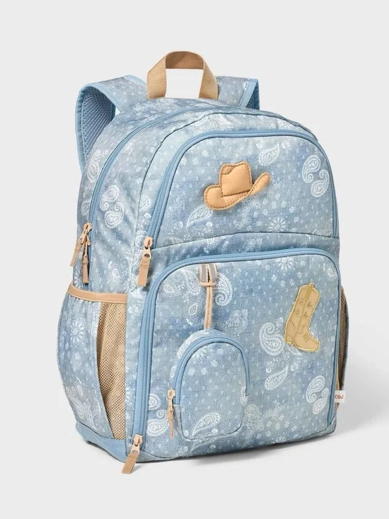 Kids Light Blue Paisley Backpack For Girls T