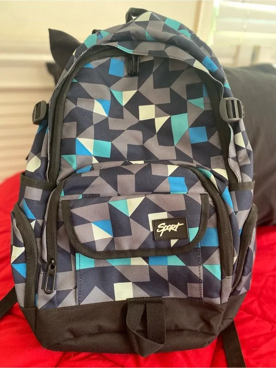 Geometric Blue & Gray Men's Backpack - Sporto