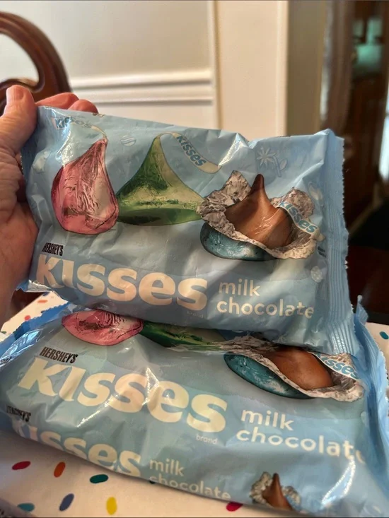 Hershey's Kisses Milk Chocolate Bag - Light Blue 10 oz wrapped kisses 2 new bags