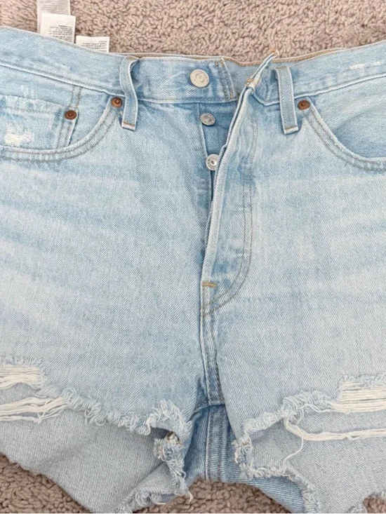Levi's Light Wash Blue Distressed Jean Shorts