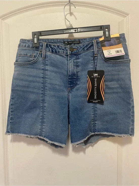 Lee Riders Shape ILLusions Light Blue Denim Shorts with Frayed Hem
