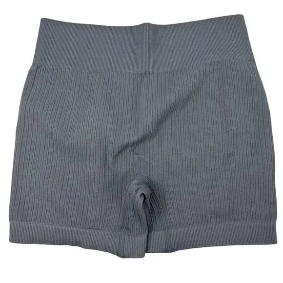 Ribbed Bike Shorts in Dark Gray with butt lifter Gym Active Yoga Workout, Small