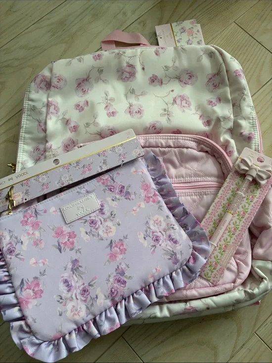 Love Shack Fancy x Target Ribbon Rosa Backpack Set - includes pen & pouch