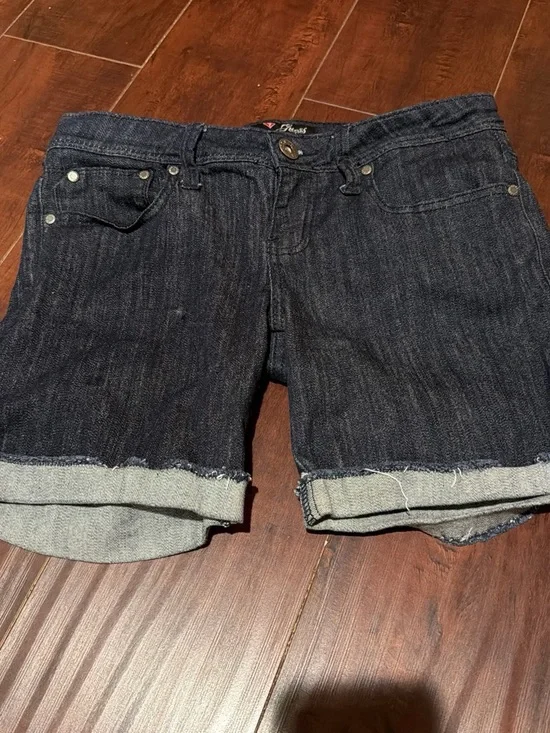 GUESS Dark Blue Rolled Hem Denim Shorts