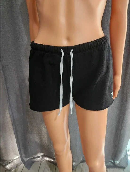 PINK by Victoria's Secret Black Fleece Shorts with Drawstring Waist