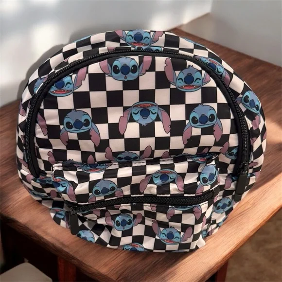 Disney stitch Checkered Backpack 10x11in like new