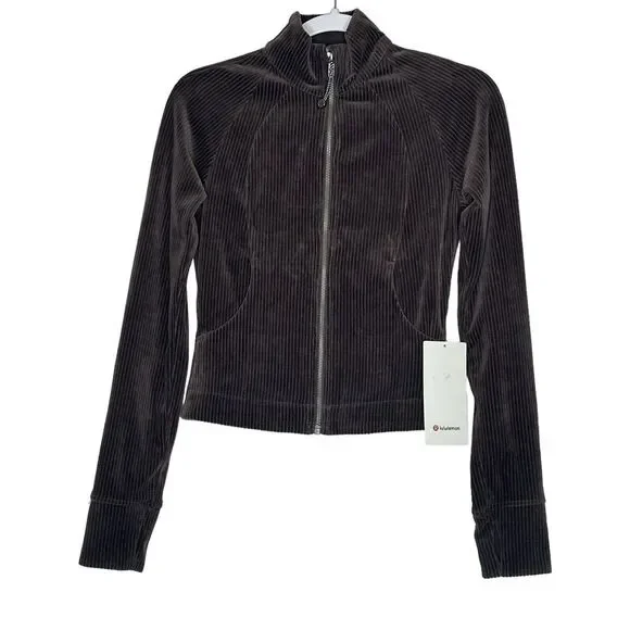 Lululemon Scuba Track Jacket‎ Women's Velvet Espresso Brown Corduroy Size 2