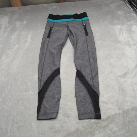 Lululemon Leggings Womens 4 Gray Heathered Cropped‎ Inspire Jog II Mesh 24x24