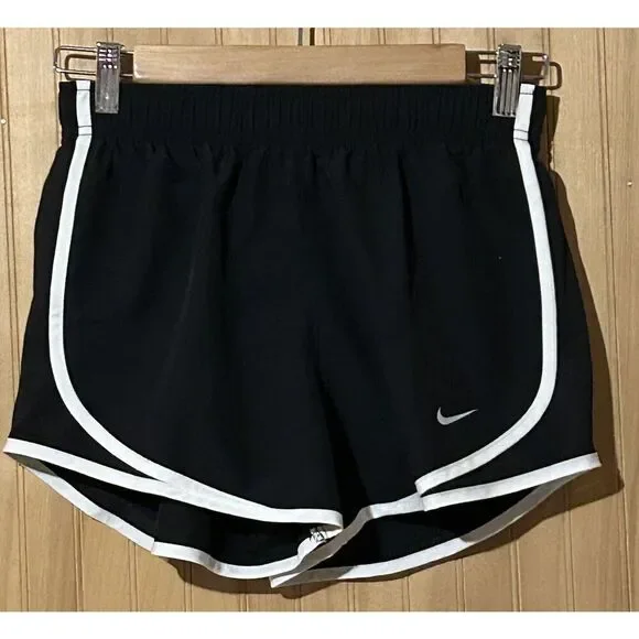 Nike Dri-Fit Shorts Womens XS Black White Trim Gym Running Athletic Ladies