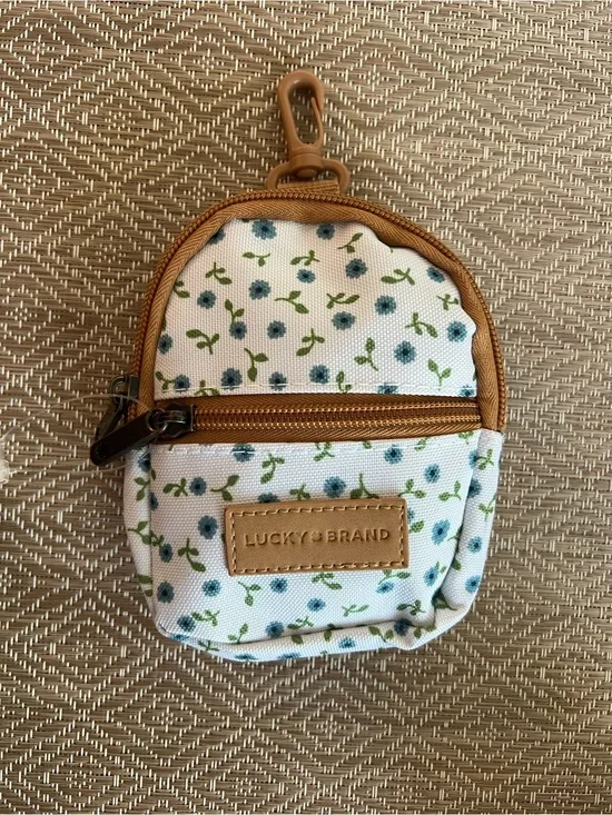Brand NEW! LUCKY BRAND Canvas Flowers Coins Bag Pouch NWOT!