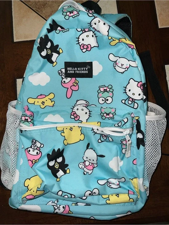 Hello Kitty Light Blue Kids Backpack with Multicolor Characters