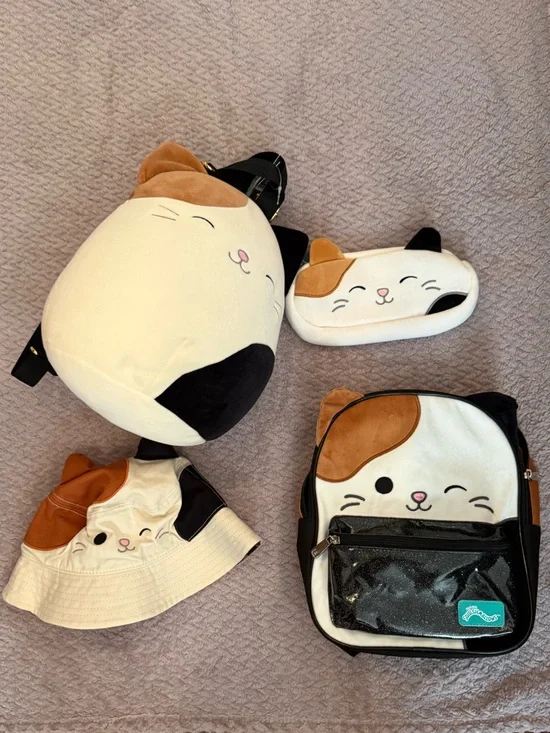 Squishmallows Cam Calico Cat Plush Backpack & Accessories Bundle Set 🐈💗🐈‍⬛ ✨