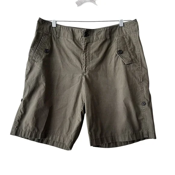Lauren Ralph Lauren Shorts Womens 14 Olive Green Cotton Cargo Utility‎ Bermuda