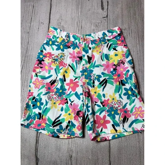 Sasson Vintage 90s Floral Bermuda Shorts Womens‎ 11 Multicolor High Rise Cotton