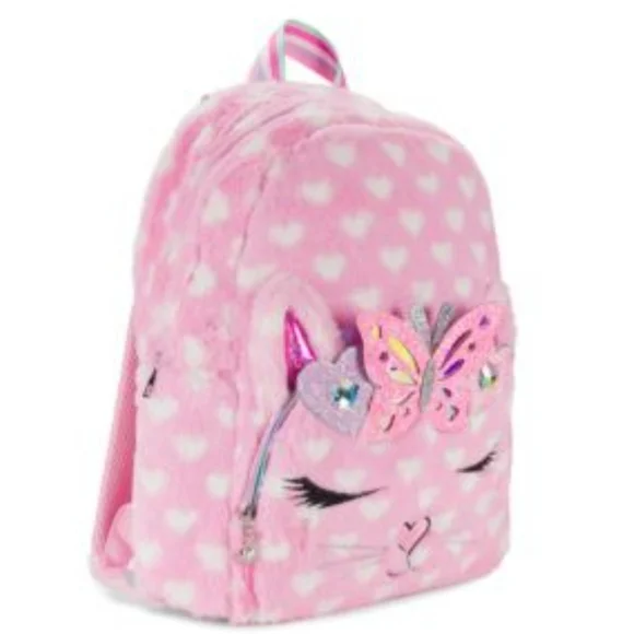 Miis Green OMG Accessories Bella Heart Faux FurPolka Bookbag/backpack