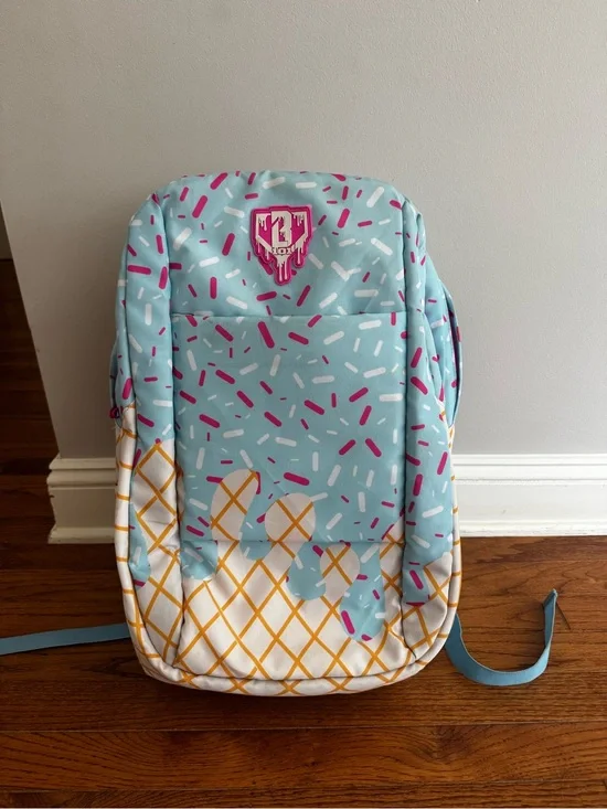 Drippy Ice Cream Sprinkles Backpack - Light Blue & Pink