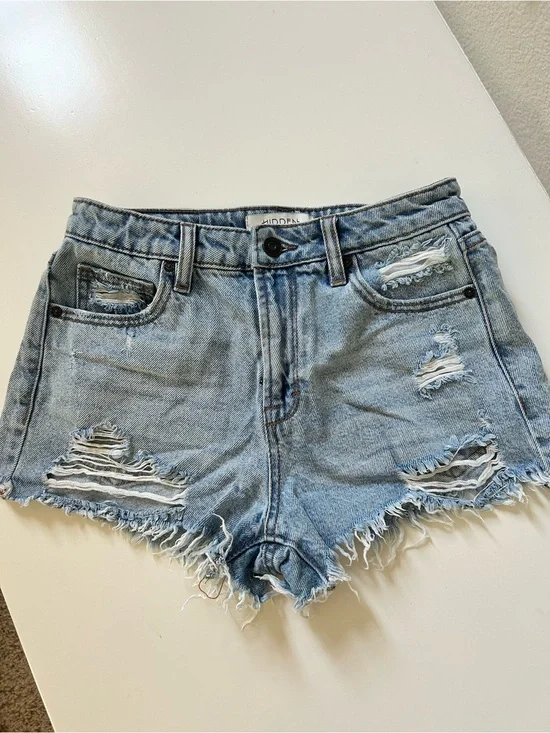 Ripped Blue Jean Shorts-Size Small