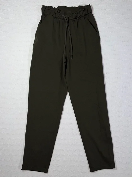 Lululemon Keep Moving Pant 7/8 High Rise Trouser Size 4 Athleisure Olive Green