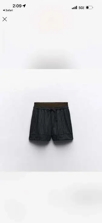 Zara Pinstriped Elastic Waist Pull-On Shorts with Contrast Cuff