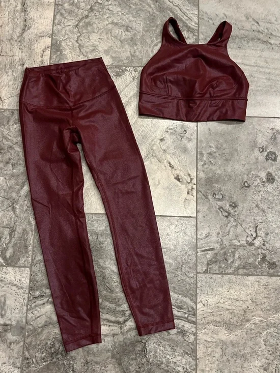 Lululemon Matching Set- Radiant Burgundy Foil Sports Bra & Leggings Set