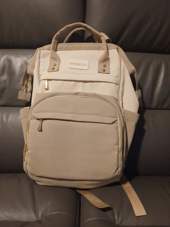 BORUIBEIJIA Diaper Bag Backpack Beige Large Baby Travel Maternity Multi Pocket