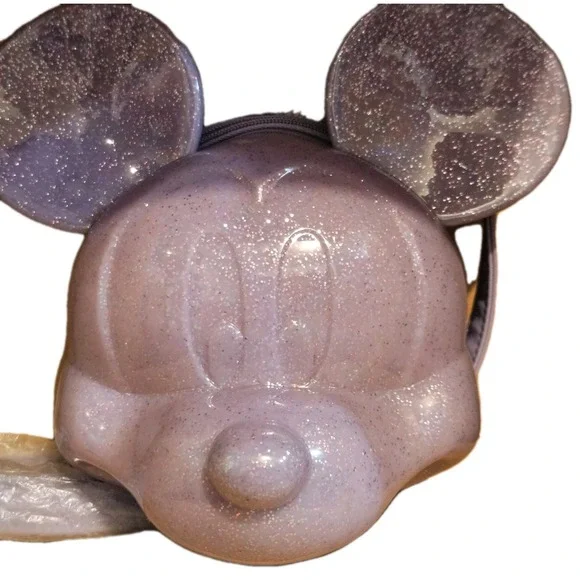 Disney Parks Mickey Mouse Purple Glitter Molded‎ Loungefly Bag NEW