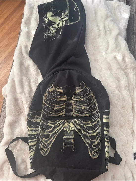 Black Skeleton Print Backpack