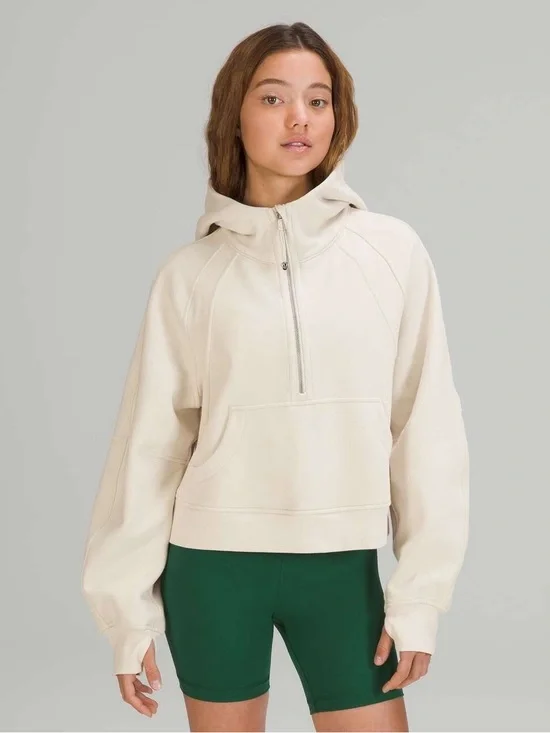 NWT Lululemon 1/2 Zip Scuba Oversized Hoodie - White Opal - XS/S-Extremely Rare!