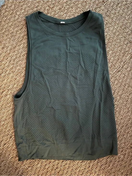 lululemon athletica Dark Olive Perforated Athletic Tank