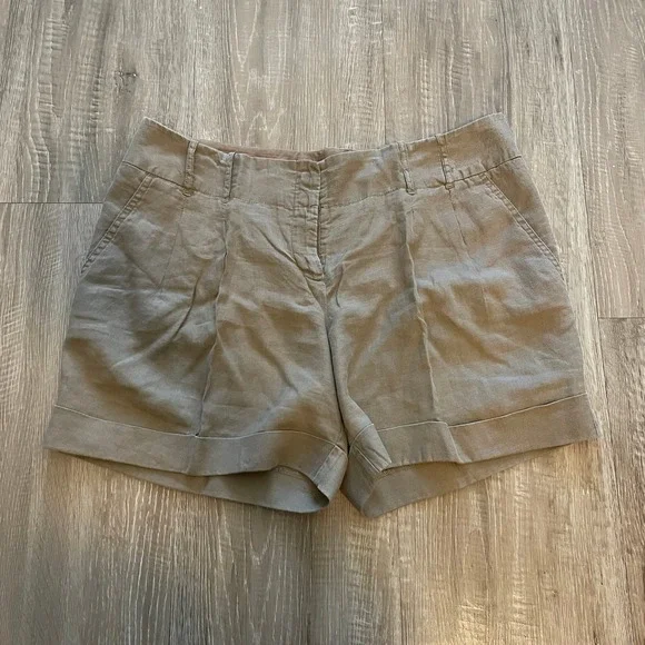 Mossimo Women's Shorts Plus Size 16 Tan Linen Cuffed Mid Rise Summer Casual
