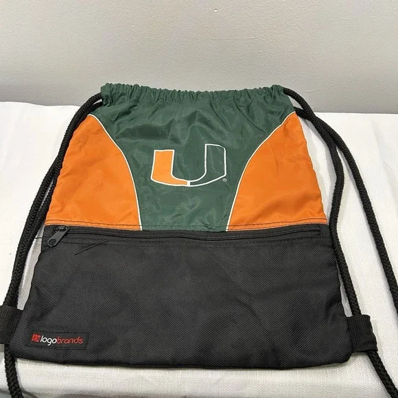 Miami Hurricanes Drawstring Bag Cinch Pack Backpack NCAA The U Green‎ Orange