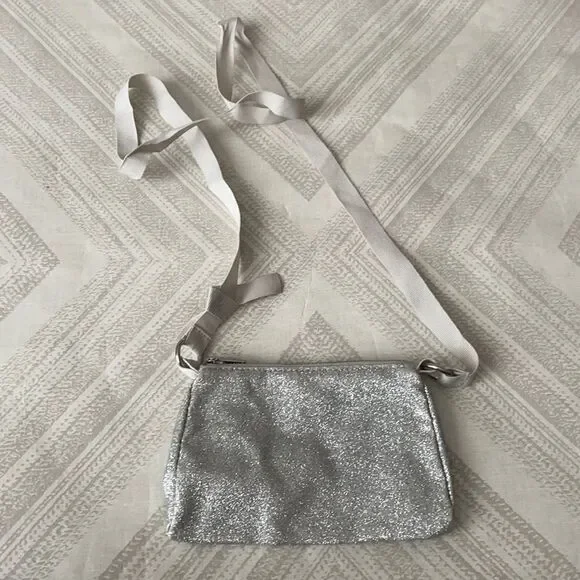 Crewcuts Girls Little Silver Sparkle Ribbon Handle Bag
