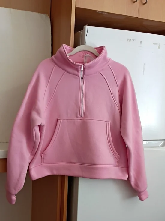 Lululemon Funnel-Neck Half-Zip Oversized Pink Tide Sweatshirt sz 6