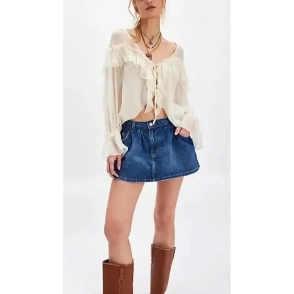 Free People Demi Denim Skort Size 24 NWOT