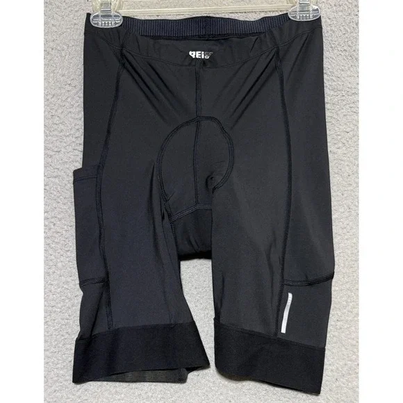 REI Co-op Cycling Shorts Womens Medium Black Padded Bike Pocketed Compression