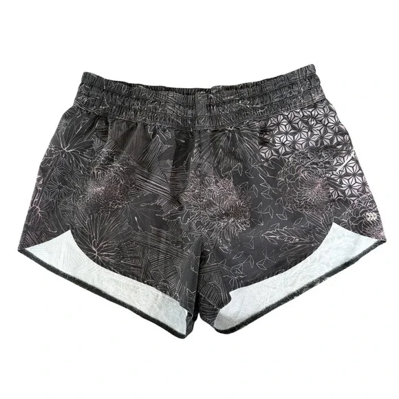All‎ in Motion Womens XL Black Floral Geometric Running Shorts Built-in Liner